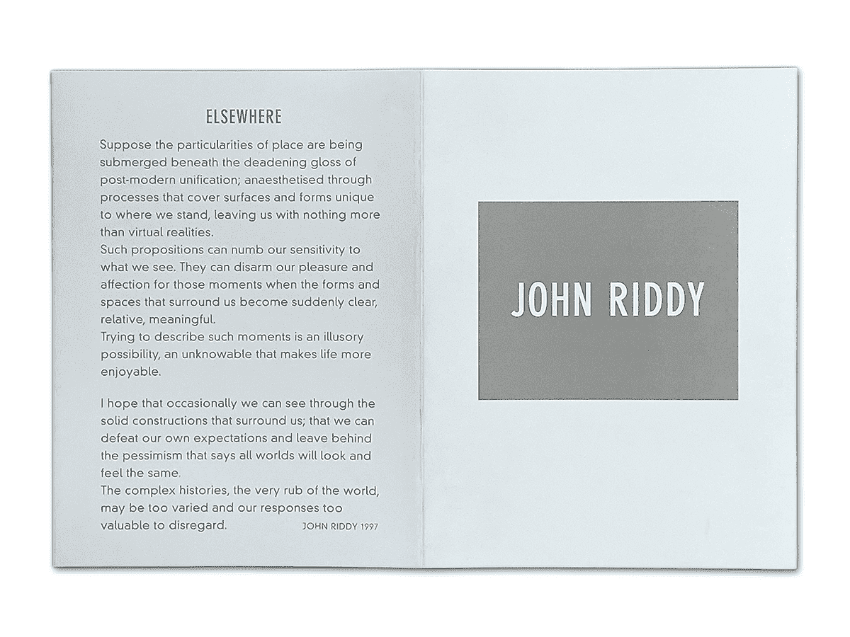 John Riddy – Elsewhere | booklet (cover)