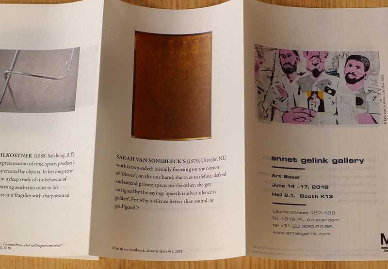 Annet Gelink Gallery – Art Basel 2018 | folder | © ambulantdesign Gabriele Götz