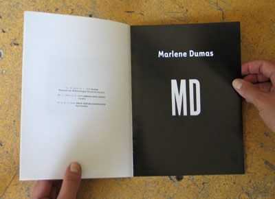 “MD” – catalogue for Marlene Dumas (title page)