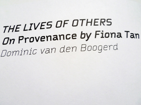 Fiona Tan: Disorient (typography) / © Gabriele Götz