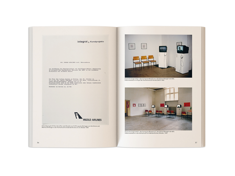 Melitta Kliege – Rekonstruktion einer Ausstellung zur Projektkunst im öffentlichen Raum – integral(e) Kunstprojekte | catalog (spread) © Gabriele Götz