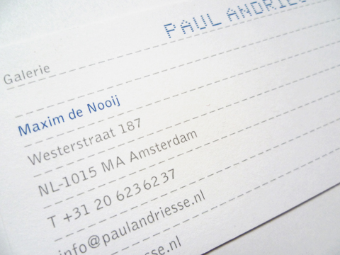 Corporate Identity for Galerie Paul Andriesse (business card) / © Gabriele Götz