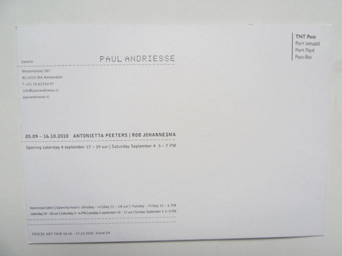 Corporate Identity for Galerie Paul Andriesse (invitation card A. Peeters & R. Johannesma) / © Gabriele Götz