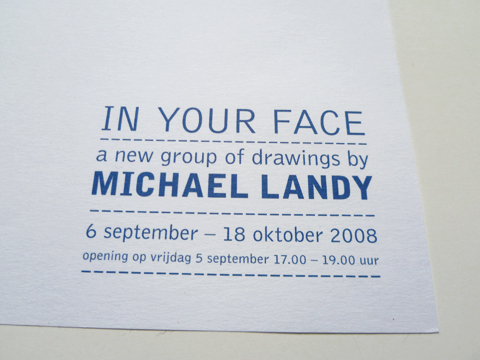 Invitation card 'Michael Landy' for Galerie Paul Andriesse / © Gabriele Götz